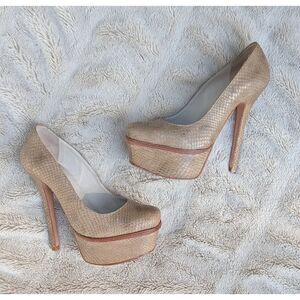 Alice + Olivia Stacey Bendet "Bethie" Snakeprint Stiletto Platform Pumps, Sz 6.5